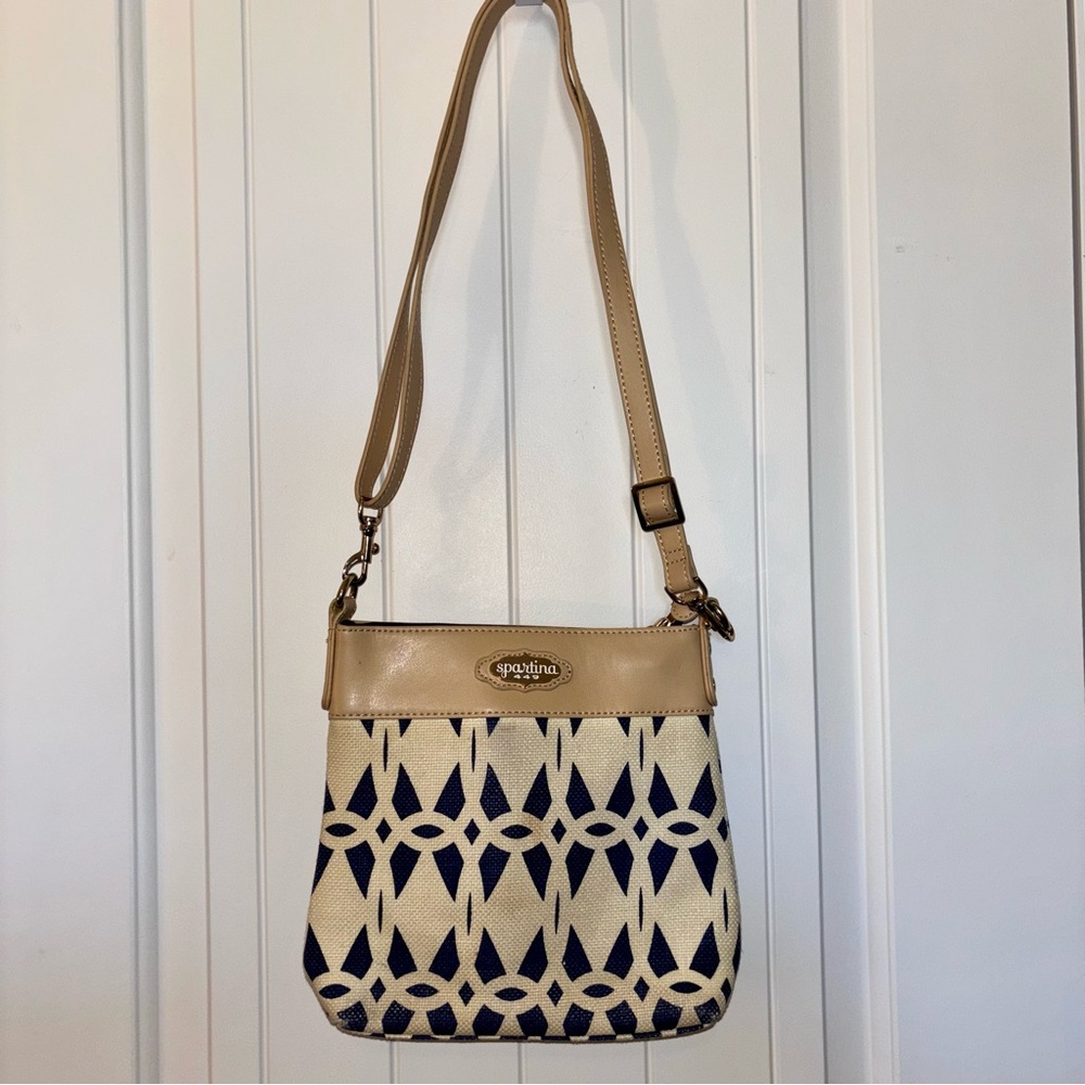 Spartina 449 Beige and Navy Crossbody Bag